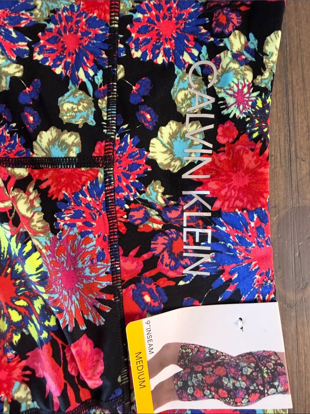 Calvin Klein Black Multicolor Floral Bike Shorts - Picture 3 of 3